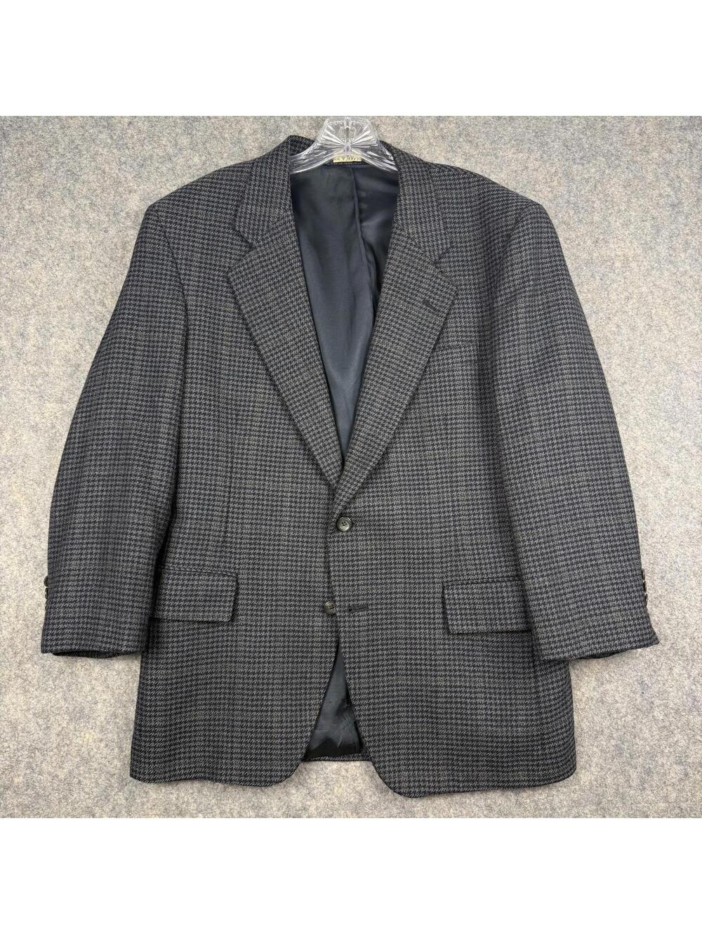 Jos A Bank Black Gray Houndstooth Sport Coat Blazer Wool Size 40S 675